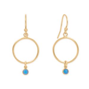 14/20 Gold Filled Circle and Blue Opal Earrings