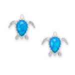 Synthetic Blue Opal Sea Turtle Stud Earrings