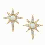 14 Karat Gold Plated Synthetic Opal and CZ Northern Star Stud Earrings