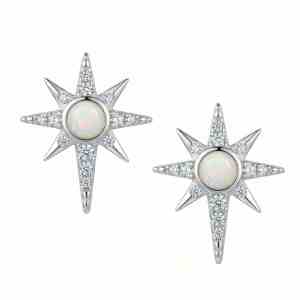 Polished Synthetic Opal and CZ Northern Star Stud Earrings