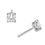 Rhodium Plated Solitaire Lab Grown Diamond Stud Earrings
