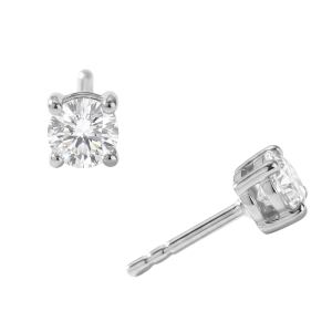 Rhodium Plated Solitaire Lab Grown Diamond Stud Earrings