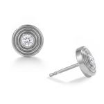 Rhodium Plated Concentric Circle Lab Grown Diamond Earrings