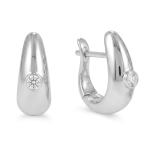 Rhodium Plated Dome Lab Grown Diamond Hoop Earrings