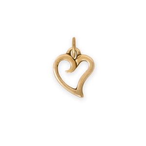 Silver or Gold Stylized Outline Heart Charm