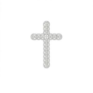 Rhodium Plated Ornate CZ Cross Slide