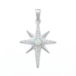 Polished Synthetic Opal and CZ Northern Star Pendant
