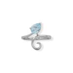 Pear Sky Blue Topaz and Swirl Ring