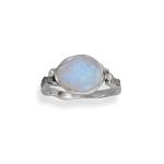 Oxidized Rainbow Moonstone Wavy Band Ring
