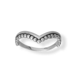Oxidized Beaded V Design Ring