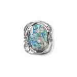Oxidized Roman Glass Cutout Swirl Design Ring
