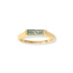 14 Karat Gold Plated Moss Agate Bar Ring