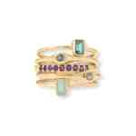 Life in Color! 14 Karat Gold Plated Five Ring Set