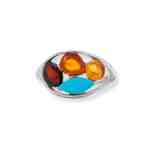 Multicolor Amber and Turquoise Ring
