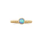 14 Karat Gold Plated Synthetic Blue Opal Ring