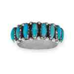 Oxidized Marquise Turquoise Wide Band Ring