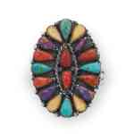 Oxidized Luminous Multi Stone Flower Ring