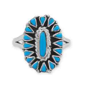 Oxidized Blossoming Turquoise Ring