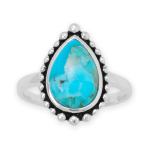 Oxidized Turquoise Bead Edge Ring