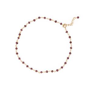 9.5 + 1 14 Karat Gold Plated Gorgeous Garnet! Beaded Anklet