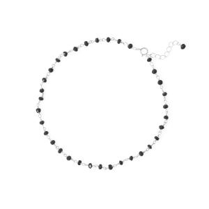 Midnight Magic! 9.5 + 1 Black Spinel Bead Anklet