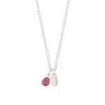 16 + 2 Cultured Freshwater Pearl and Pink Tourmaline Charm Necklace