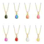 16 + 2 14 Karat Gold Plated Pear Synthetic Opal Fashion Necklace