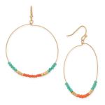 Matte Gold Tone Seed Bead Round Drop French Wire Fashion Earrings