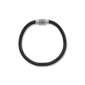 8 Black Leather Bracelet with Magnetic Clasp