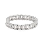 7 Silver Tone Watch Link Fashion Stretch Bracelet
