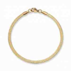 7 18 Karat Gold PVD Stainless Steel 3mm Herringbone Bracelet