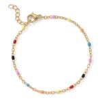 6.5 + 1 18 Karat Gold PVD Stainless Steel Multicolor Confetti Satellite Bracelet