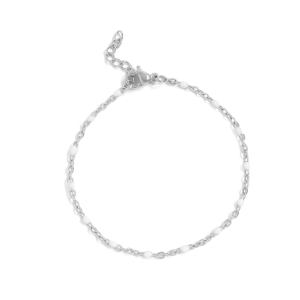 6.5 + 1 Stainless Steel White Confetti Satellite Bracelet