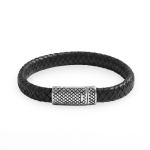 Stainless Steel and Braided Leather Magnetic Clasp Men's Bracelet