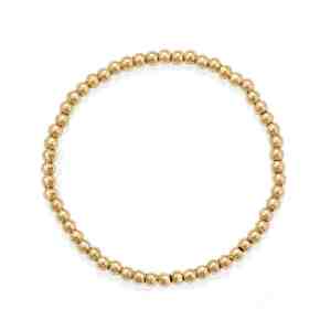 7.5 4mm 18 Karat Gold PVD Stainless Steel Bead Stretch Bracelet