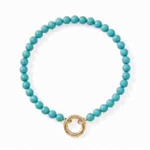 7 18 Karat Gold PVD Stainless Steel Reconstituted Turquoise Inverted Hinge Bracelet