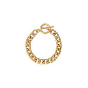8 Gold Tone Curb Chain Toggle Bracelet