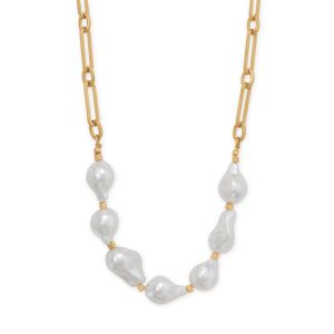 16 + 4 Gold Tone Imitation Baroque Pearl Fashion Necklace