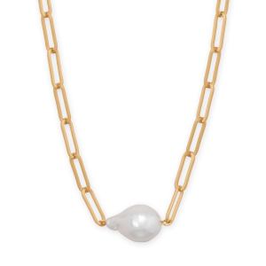 16 + 3 Gold Tone Imitation Baroque Pearl Drop Fashion Necklace