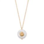 16 + 3 Gold Tone Imitation Coin Pearl and Seashell Fashion Necklace