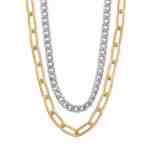 18 + 3 Paperclip and Curb Chain Mixed Metal Fashion Necklace Set