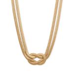 15 + 3 Gold Tone Knotted Oval Snake Chain Fashion Necklace