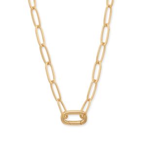 17 18 Karat Gold Plated Inverted Hinge Fashion Necklace