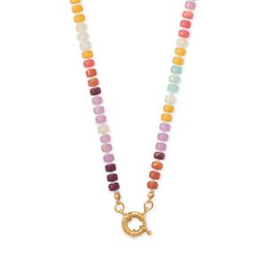 17 Gold Tone Multicolor Acrylic Bead Fashion Necklace