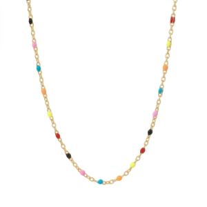 16 + 2 18 Karat Gold PVD Stainless Steel Multicolor Confetti Satellite Necklace