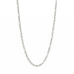 16 + 2 Stainless Steel White Confetti Satellite Necklace
