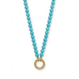 18 18 Karat Gold PVD Stainless Steel Turquoise Inverted Hinge Necklace