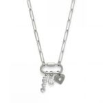 18 + 2 Stainless Steel Carabiner Love Charm Necklace