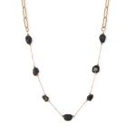 16 + 2 18 Karat Gold PVD Stainless Steel Black Onyx Station Paperclip Chain Necklace