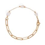 7 18 Karat Gold PVD Stainless Steel Quartz Crystal Station Bracelet
